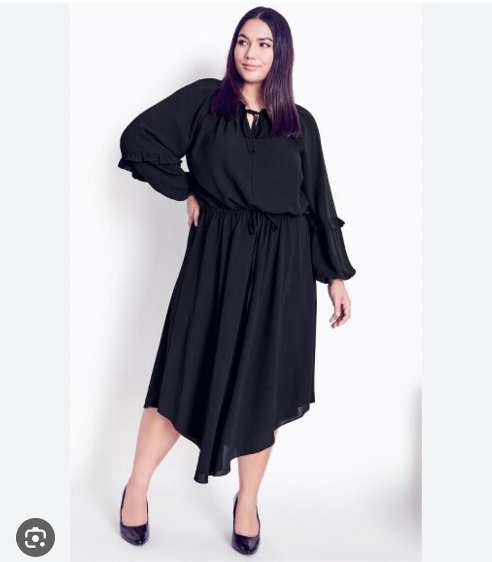City Chic $150 Arna York Women's Drop In Plain Midi Dress Black Size 18 NWT